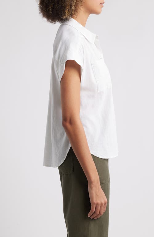 Caslonr Caslon(r) Linen Blend Short Sleeve Button-up Shirt In White