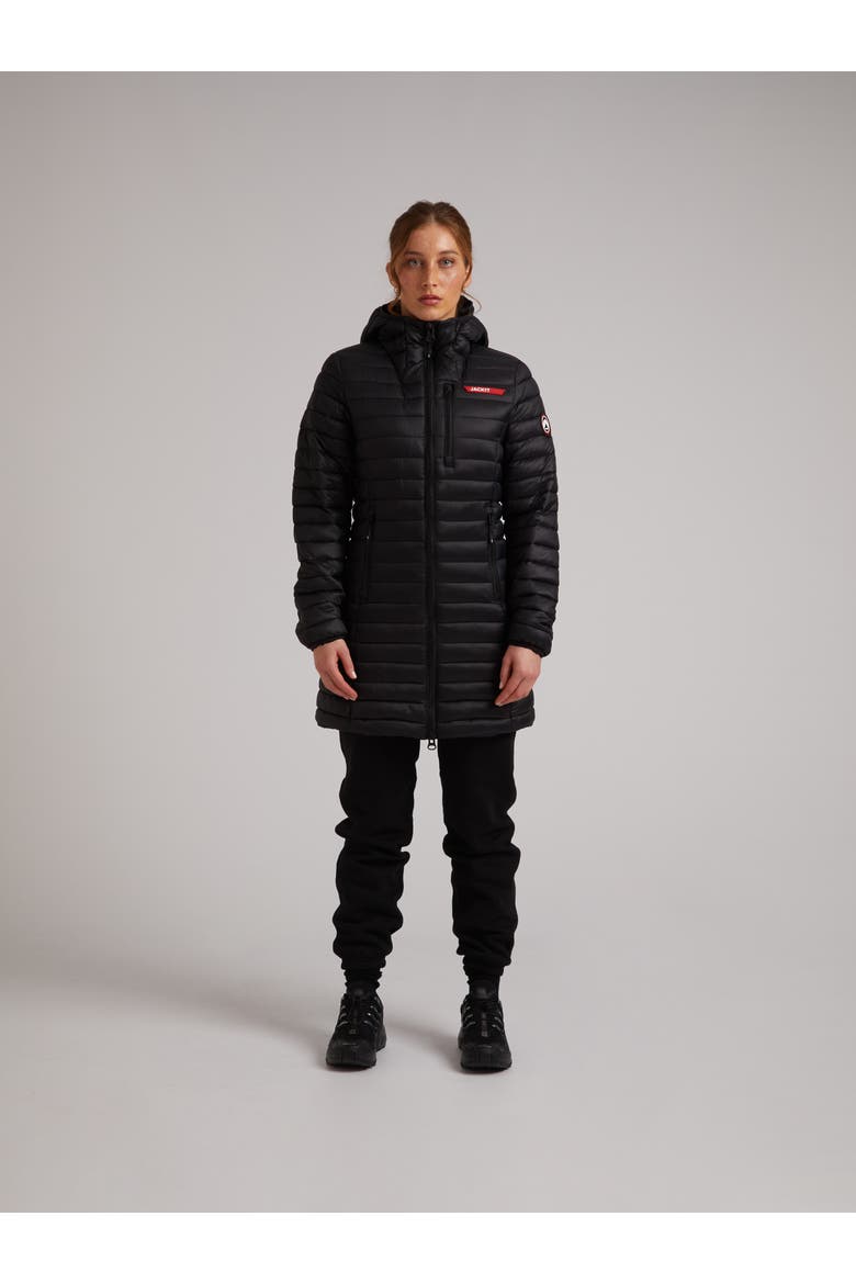 Satell1Te Longline Hooded Jacket, Alternate, color, BLACK
