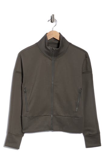 Layer 8 Archaeo Performance Scuba Knit Top In Gray