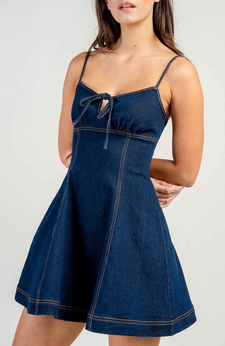 Beivy Denim Fit & Flare Minidress, Alternate, color, Dark Blue