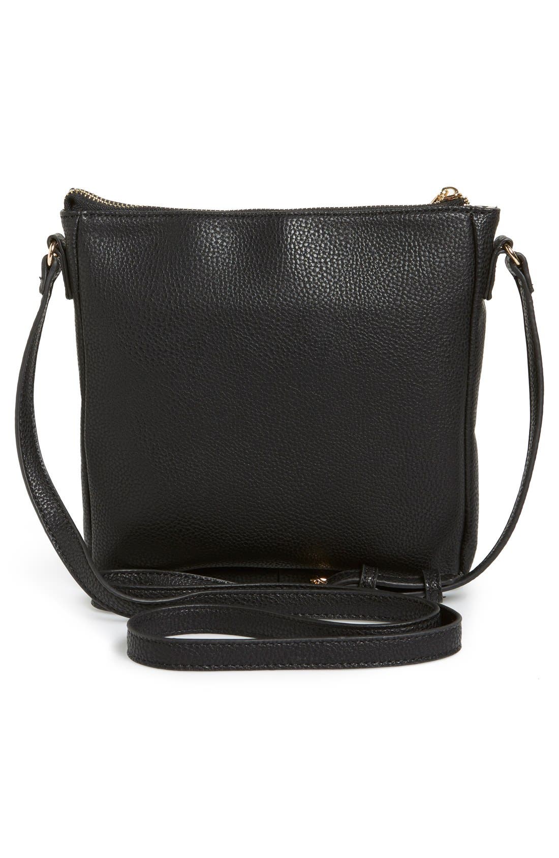 Tassel Faux Leather Crossbody Bag, Alternate, color, BLACK