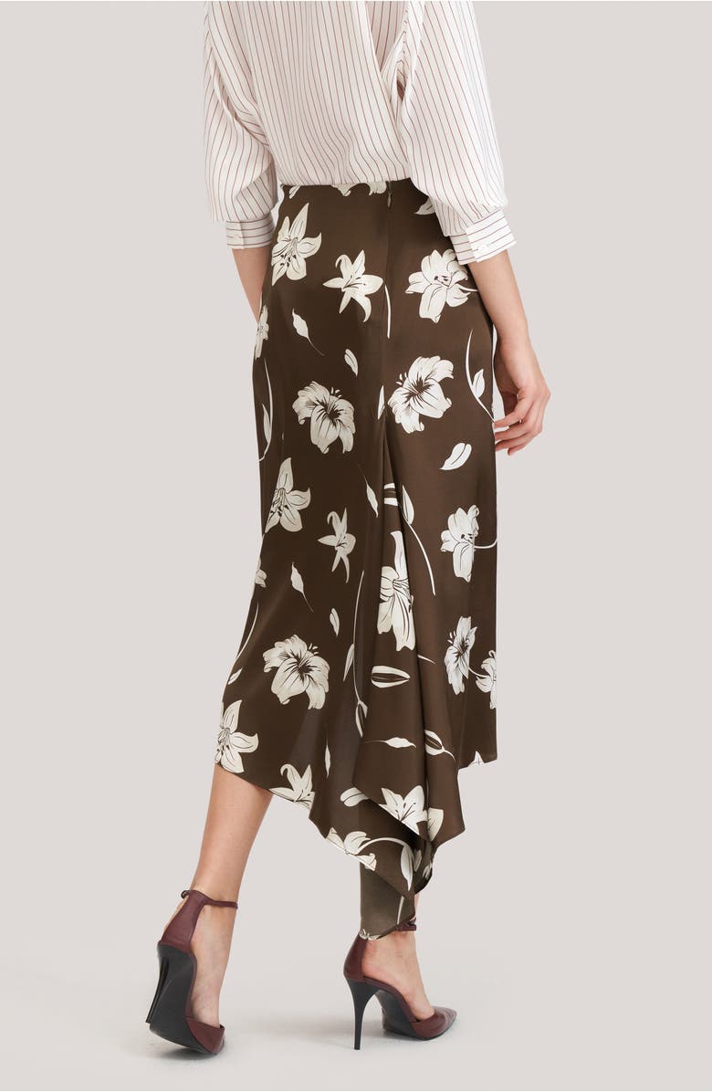 Lilysilk Vintage Midi Silk Floral Printed Skirt, Alternate, color, Lily White