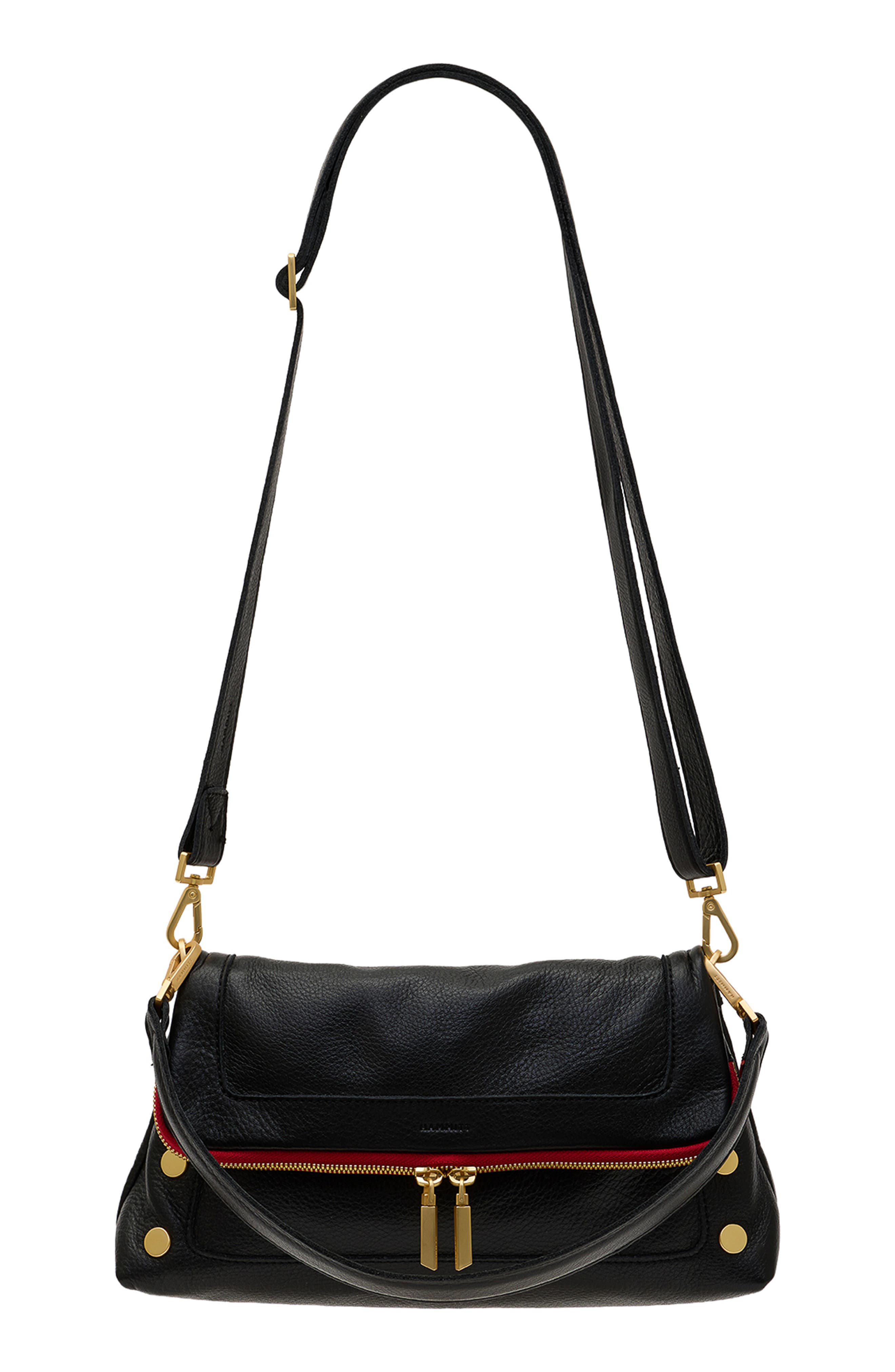 Beverly Medium Leather Shoulder Bag, Alternate, color, BLACK/ BRUSHED GOLD RED ZIP