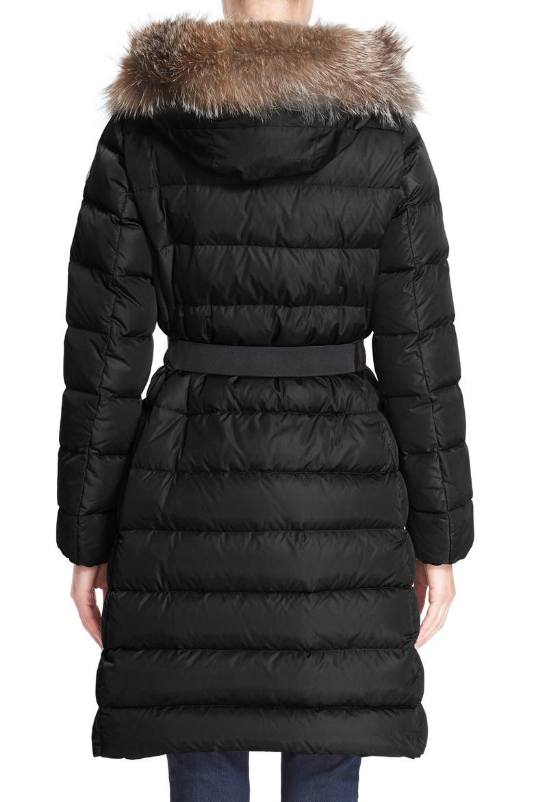 'Khloe' Water Resistant Nylon Down Puffer Parka with Removable Genuine Fox Fur Trim, Alternate, color, BLACK