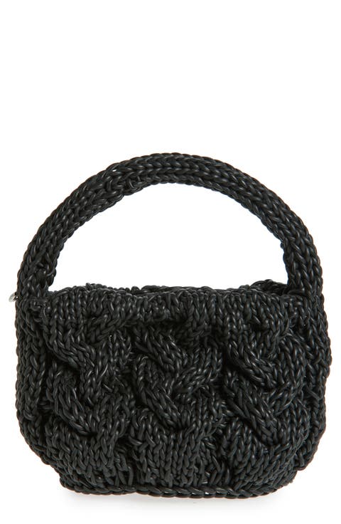 Small Cable Knit Top Handle Bag