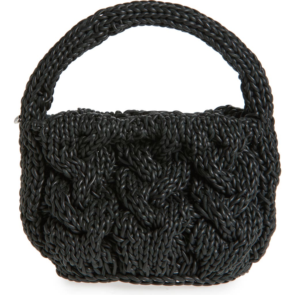 Jw Anderson Small Cable Knit Top Handle Bag In Black