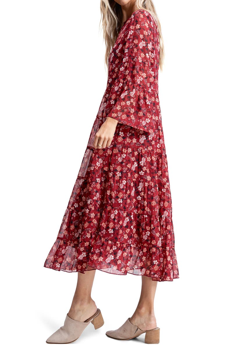 En Saison Floral Tiered Midi Dress, Alternate, color, 