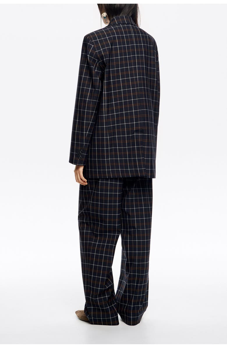 Bimba y Lola Checked Tailored Double-Breasted Jacket, Alternate, color, Navy