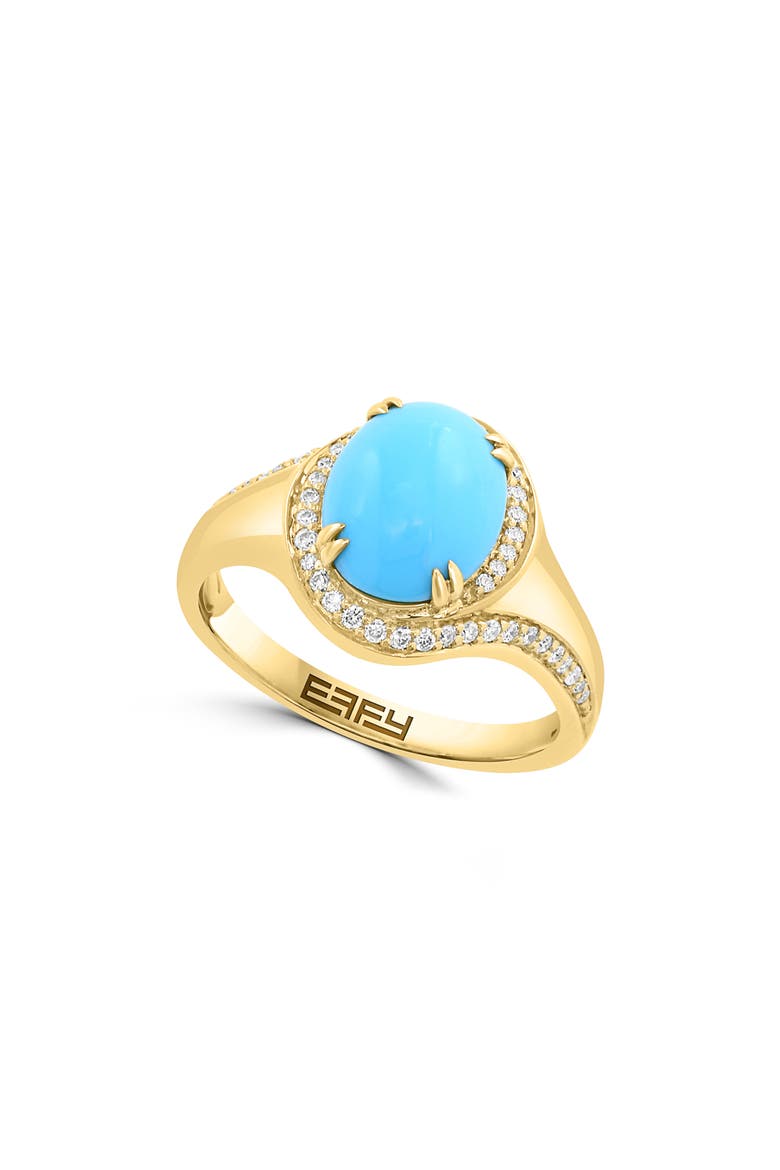 Turquoise and Diamond Halo Ring, Main, color, BLUE