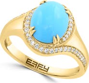 EFFY Turquoise and Diamond Halo Ring