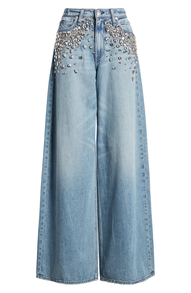 rag & bone Featherweight Sofie Bedazzled High Waist Wide Leg Jeans, Alternate, color, 