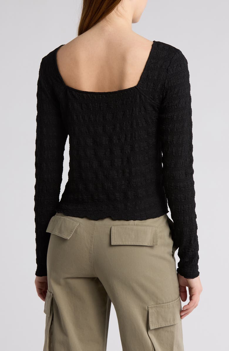 Elodie Long Sleeve Textured Crop Top, Alternate, color, Black