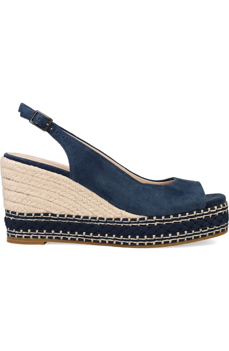 Pelle Moda Eleny Slingback Espadrille Platform Wedge Peep Toe Sandal, Alternate, color, Midnight