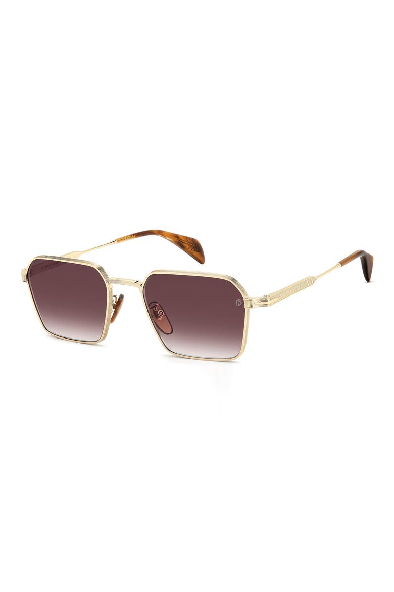 DB 1245/S 53mm Rectangular Sunglasses, Alternate, color, GOLD BROWN HORN/ VIOLET SF AR