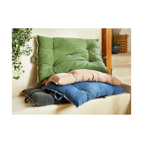 Tag Blue Cotton Yarn Dyed Stone Wash Decorative Throw Pillow In Blue