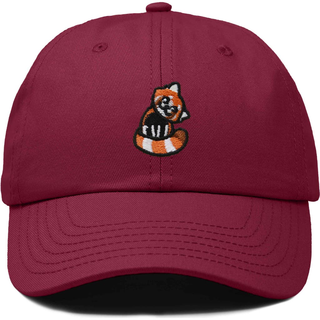 Dalix Red Panda Embroidered Dad Hat In Maroon