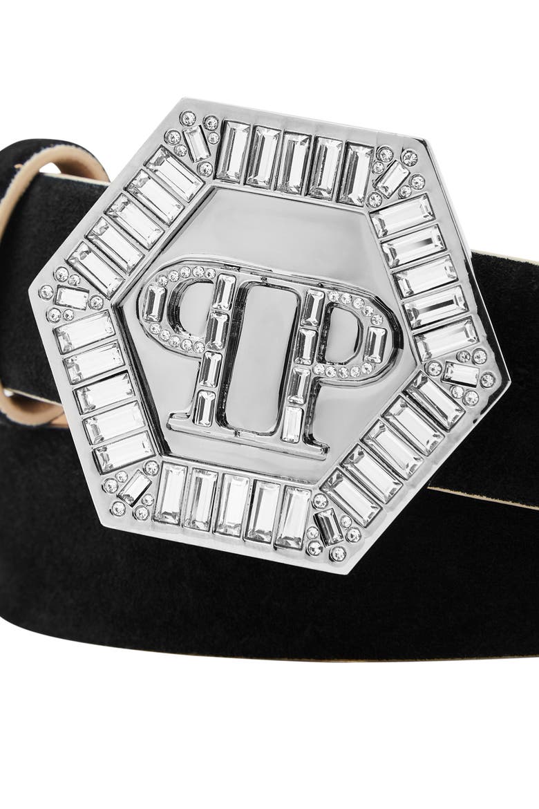 Saffiano Leather Belt Hexagon Women, Alternate, color, black