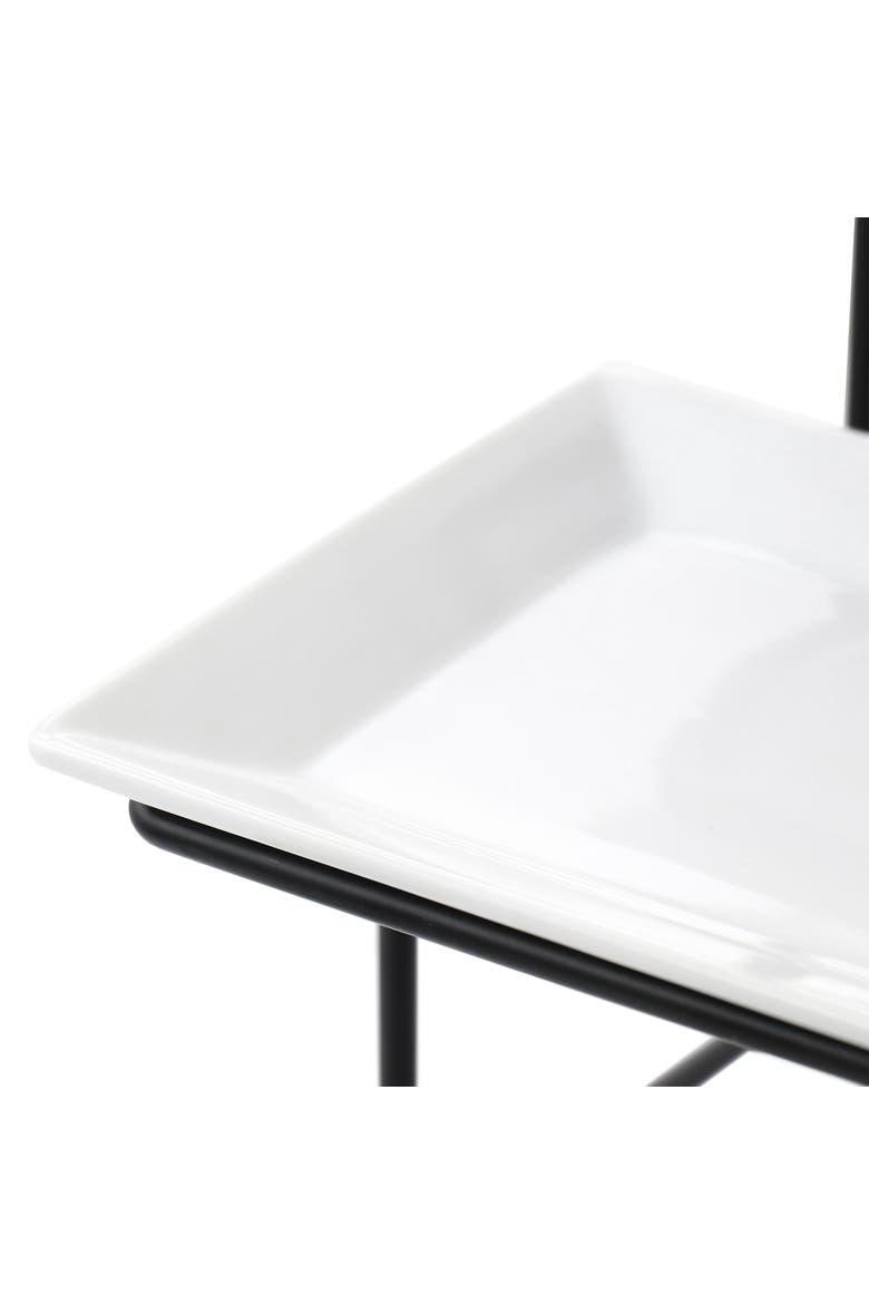 3 Tier Rectangular Plate Porcelain Serveware Set, Alternate, color, White