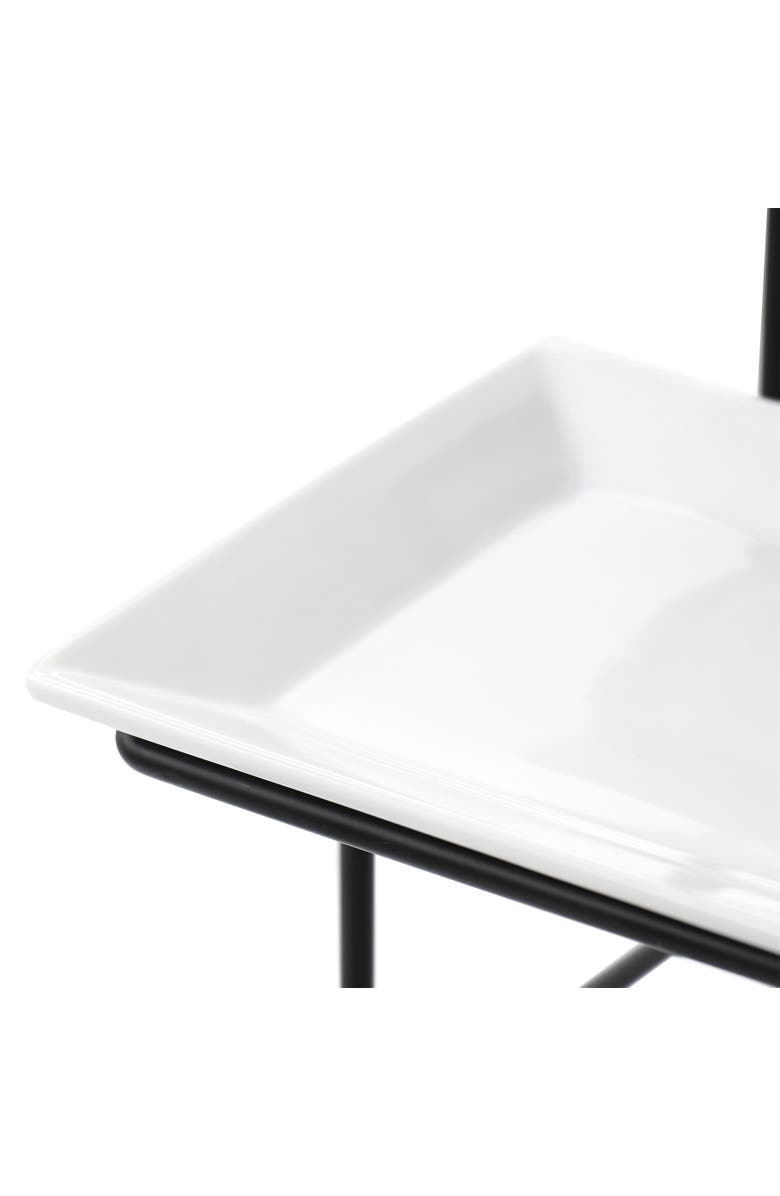 Elama 3 Tier Rectangular Plate Porcelain Serveware Set, Alternate, color, White