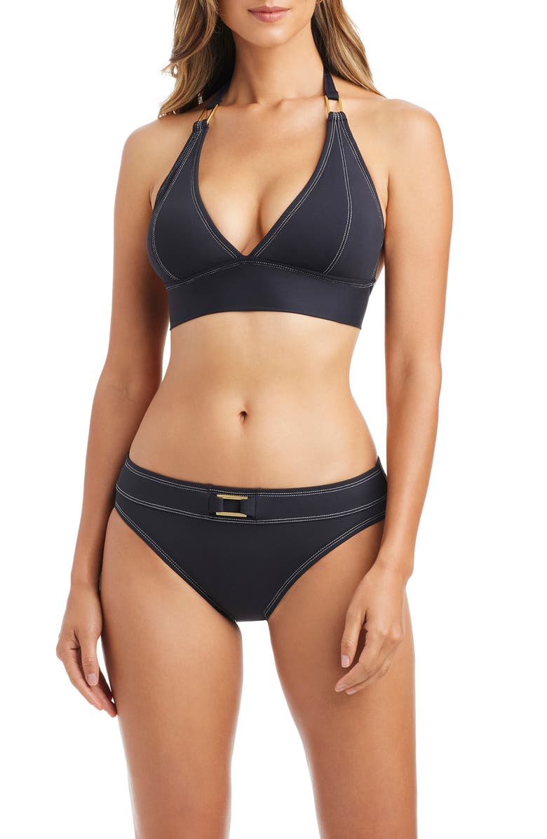BLEU by Rod Beattie Hipster Bikini Bottoms, Alternate, color, Black