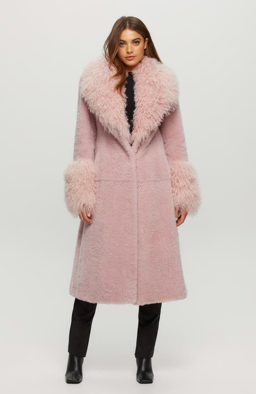 Gorski Mixed-fur Long Stroller Coat In Pink