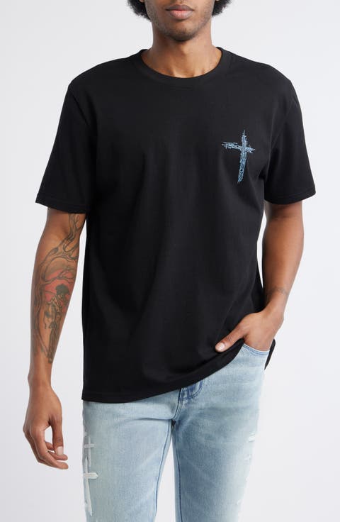 Liam Black Circuit Cross Graphic T-Shirt