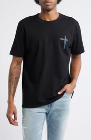 RtA Liam Black Circuit Cross Graphic T-Shirt
