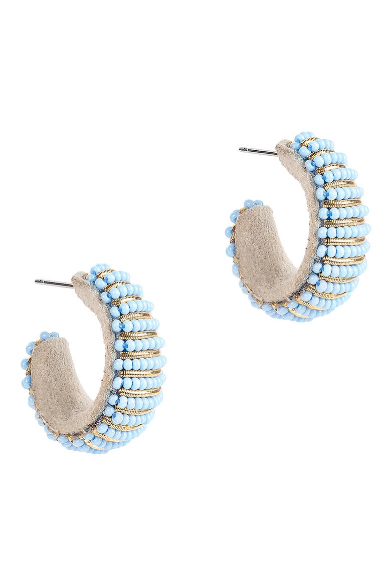 Davon Beaded Hoop Earrings, Main, color, POWDER BLUE