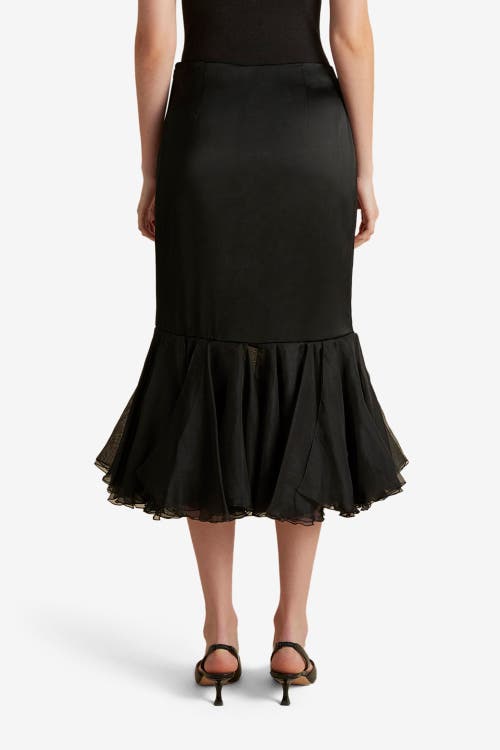 Marina Moscone Cady Skirt With Organza Founce Hem In Black