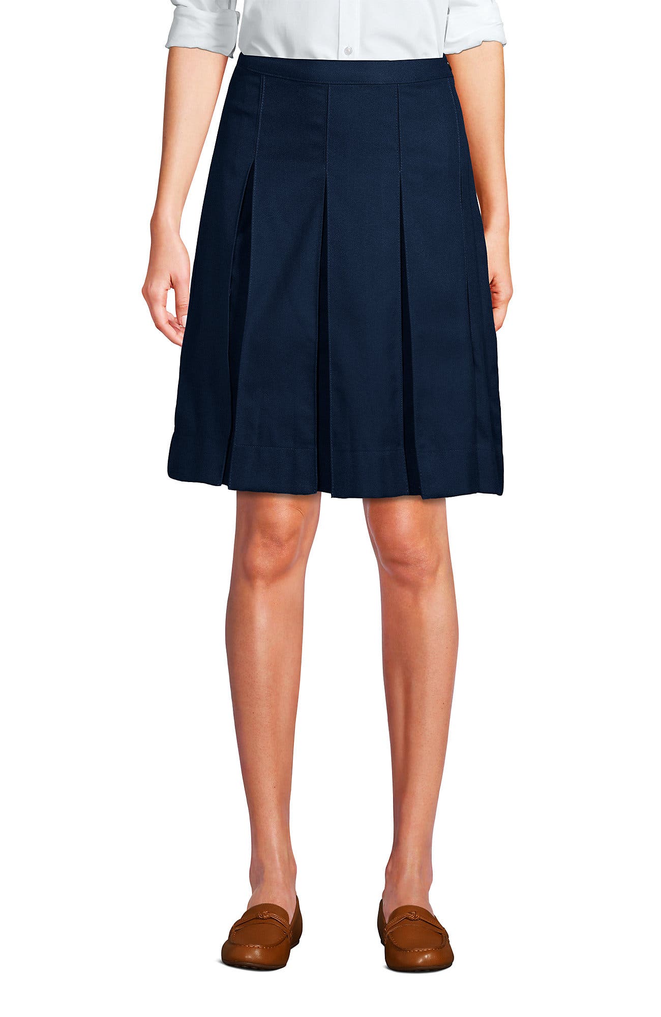 School Uniform  Solid Box Pleat Skirt Above Knee - image 3