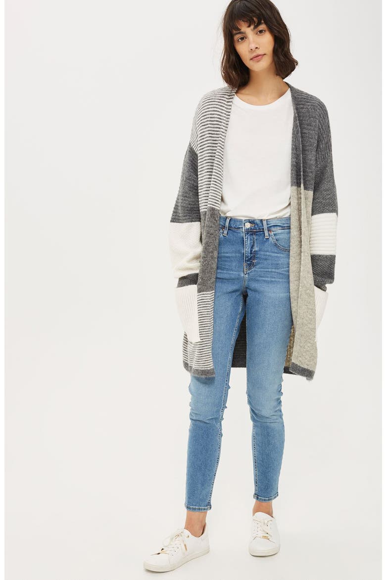 Patchwork Marled Cardigan, Alternate, color, GREY