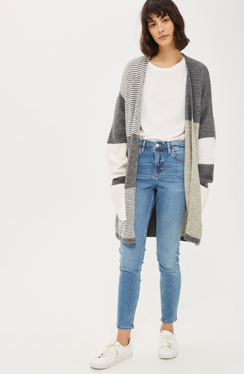 Topshop Patchwork Marled Cardigan, Alternate, color,