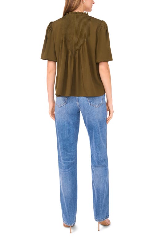 Parker Ruffle Pintuck Buttoned Shirt In Green