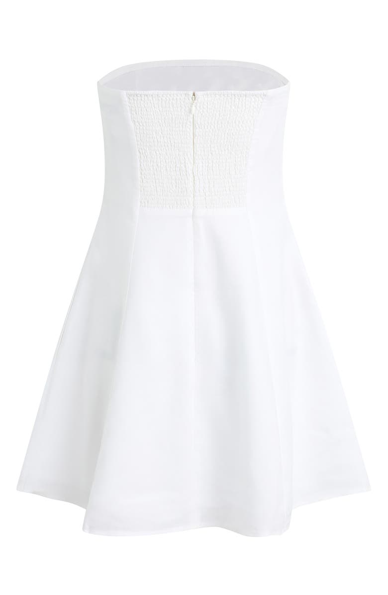 Favorite Daughter The Favorite Strapless Flare Linen Minidress, Alternate, color, Bright White