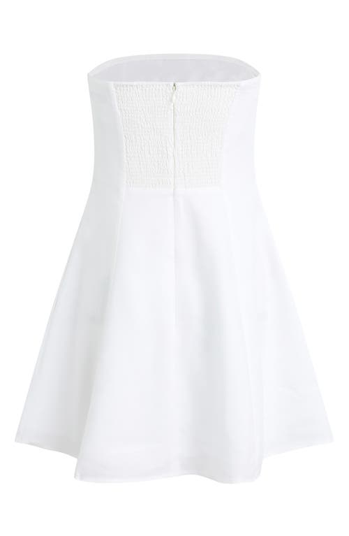 Shop Favorite Daughter The Favorite Strapless Flare Linen Minidress In Bright White