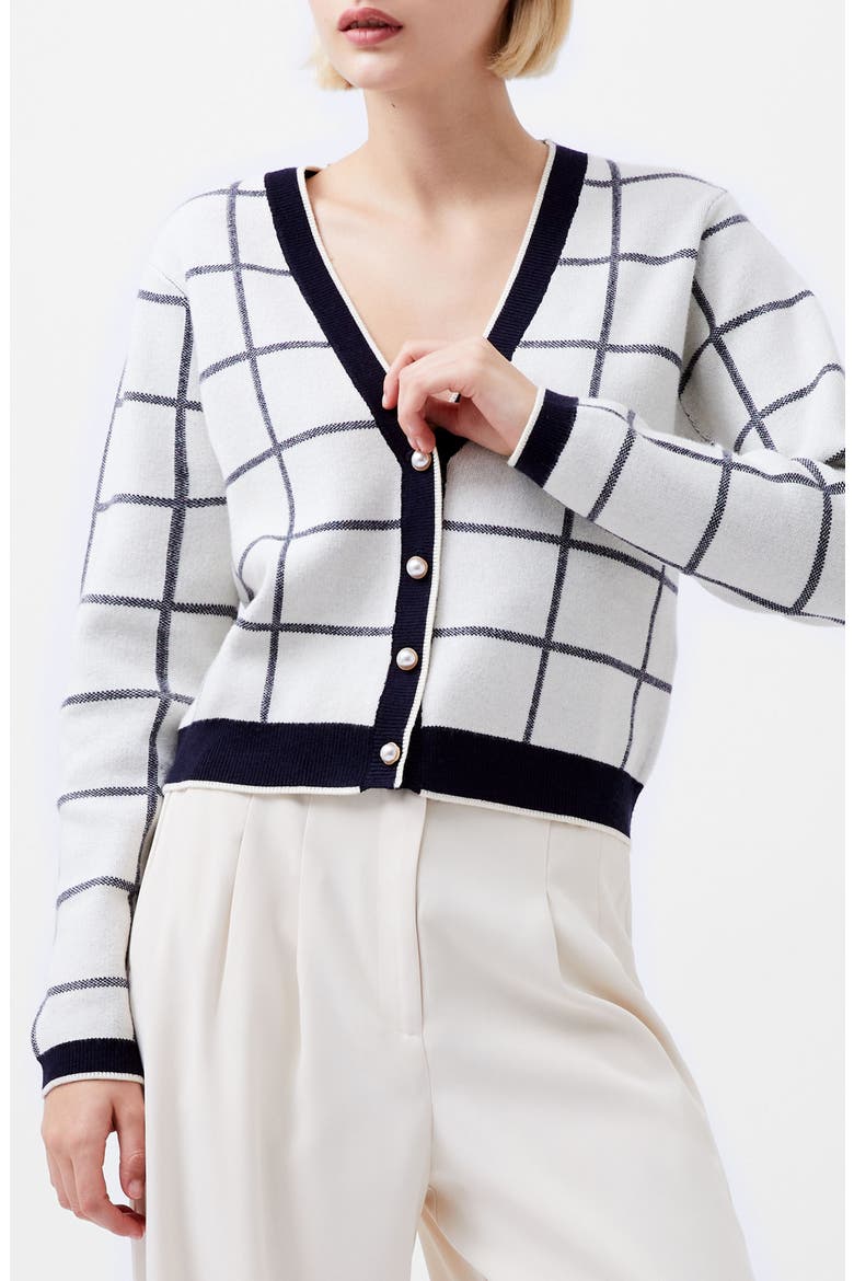 Check Cardigan, Main, color, CLASSIC CREAM-MARINE