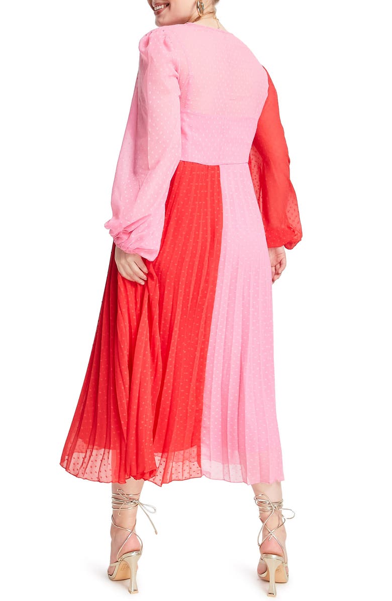 ASOS DESIGN Curve Colorblock Long Sleeve Midi Dress, Alternate, color,