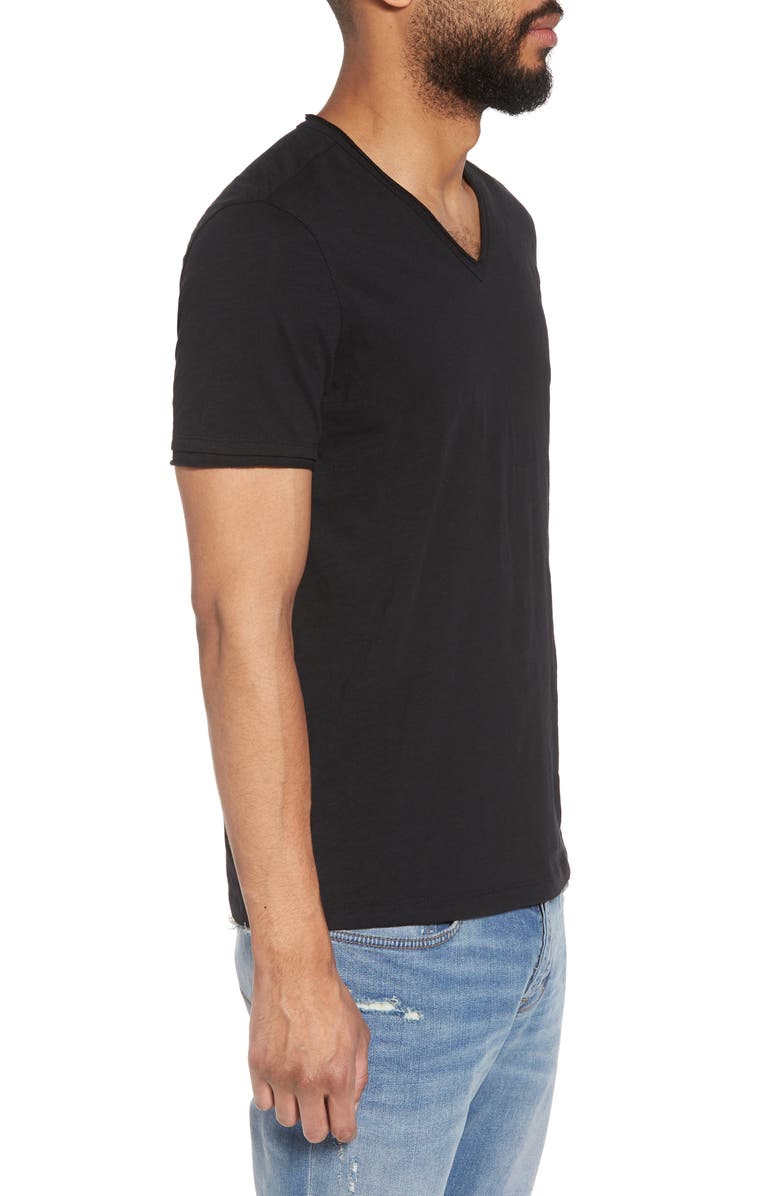 John Varvatos Slim Fit Slub Jersey V-Neck T-Shirt, Alternate, color, Black