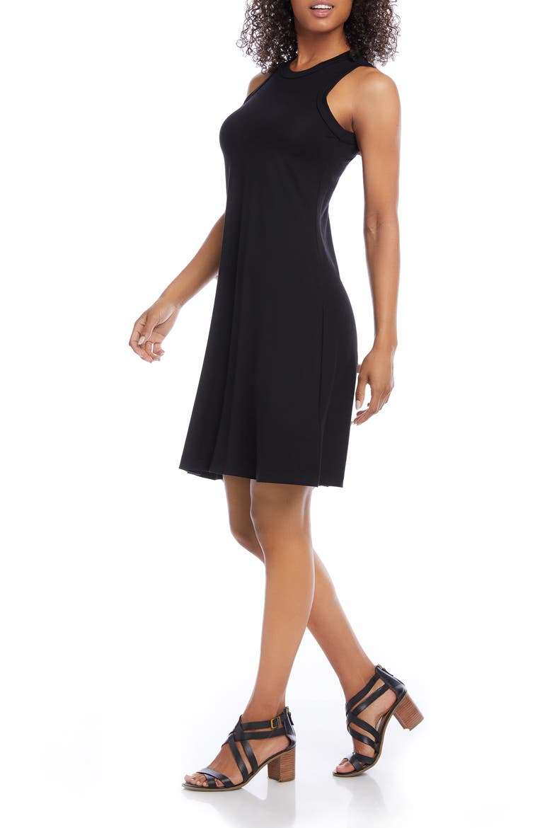 High Neck A-Line Dress, Alternate, color, BLACK