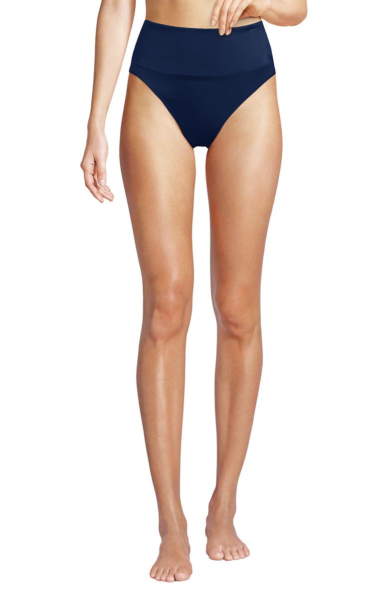 Lands
 End Tugless High Waisted Bikini Bottoms, Main, color, Deep Sea Navy