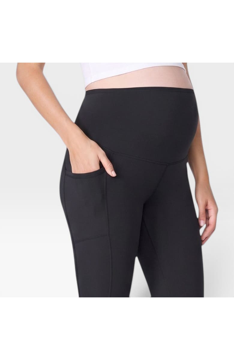 MOTHERHOOD MATERNITY High Waist Over the Belly Active Pocket Crop Legging, Alternate, color, Black