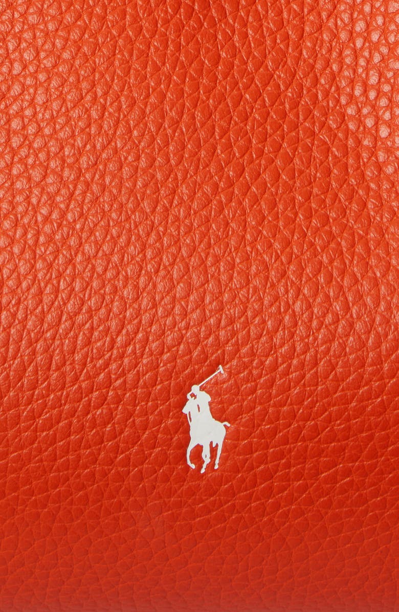 Polo Ralph Lauren Small Polo Play Pebble Leather Bucket Bag, Alternate, color, Sunset Orange