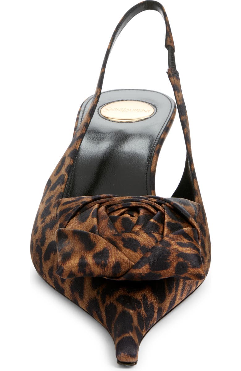 Saint Laurent Dakota Kitten Heel Pointy Toe Slingback Pump, Alternate, color, Leopard