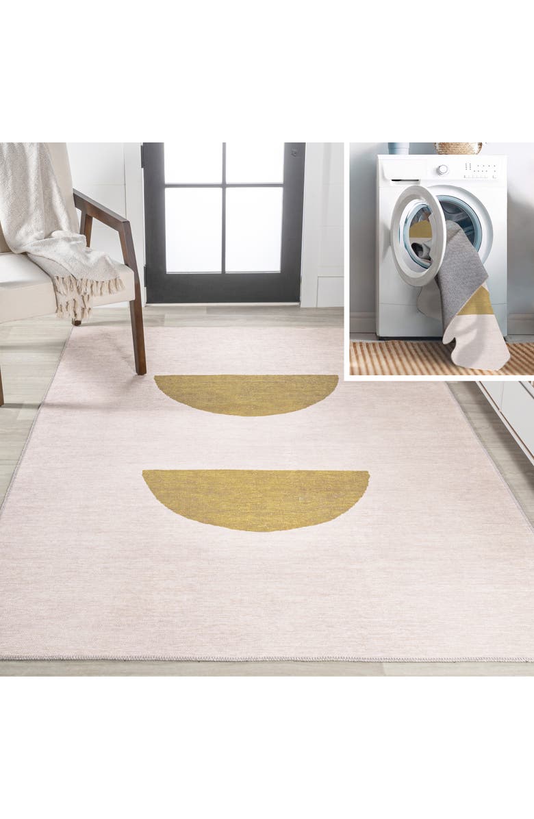 JONATHAN Y Luola Minimalist Geometric Machine-Washable Area Rug, Main, color, Cream/Moss