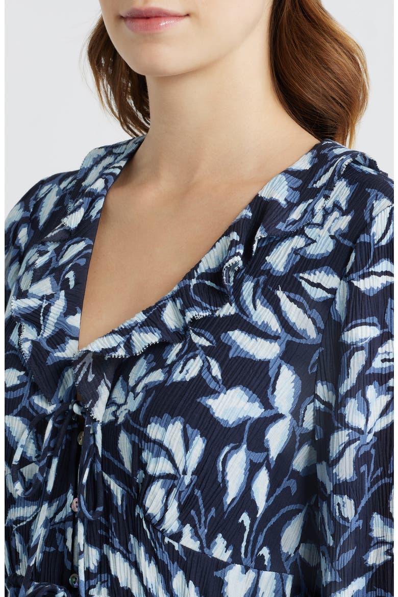 Rois Floral Ruffle Long Sleeve Maxi Dress, Alternate, color, NAVY JASMINE