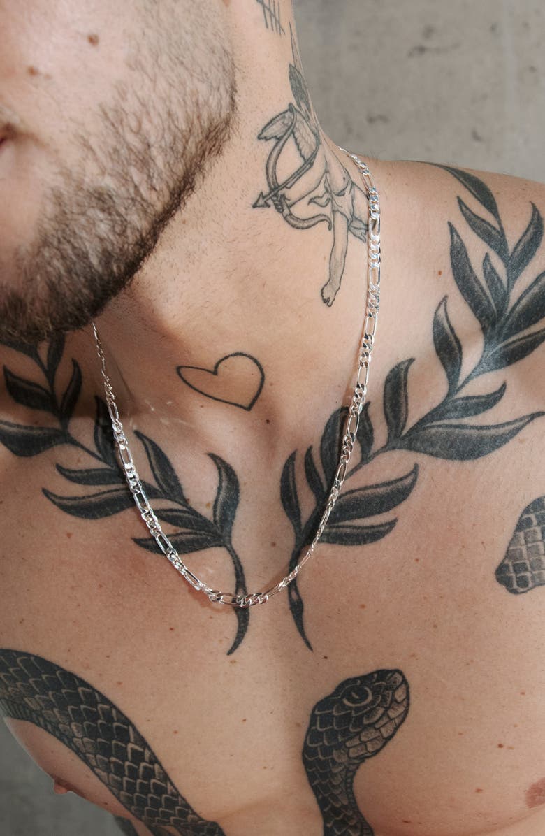 YOJ Figaro Cut Chain In Silver, Alternate, color, Silver