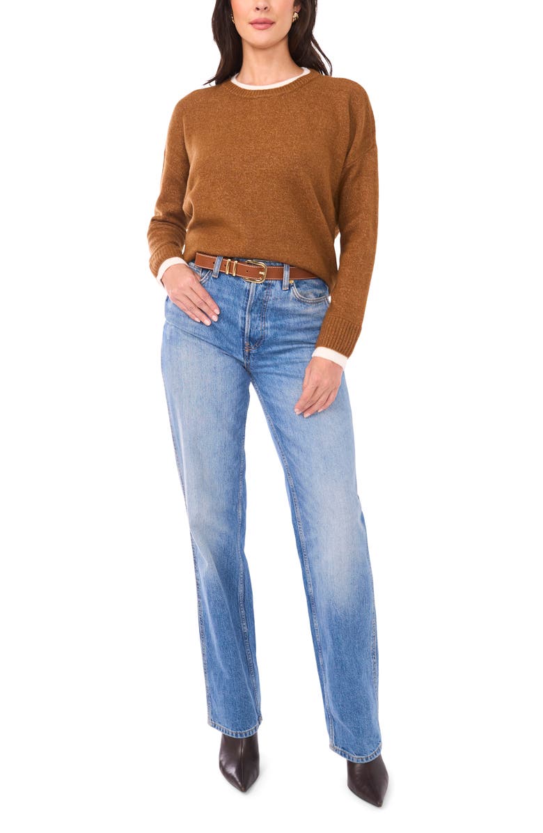 Vince Camuto Layered Look Sweater, Alternate, color, Toasted