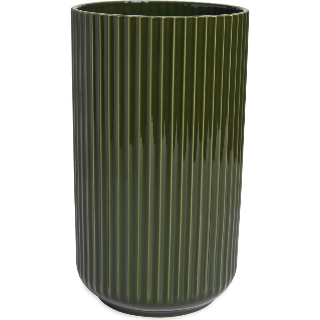 Lyngby Porcelaen 12-Inch Fluted Vase in Dark Green  product