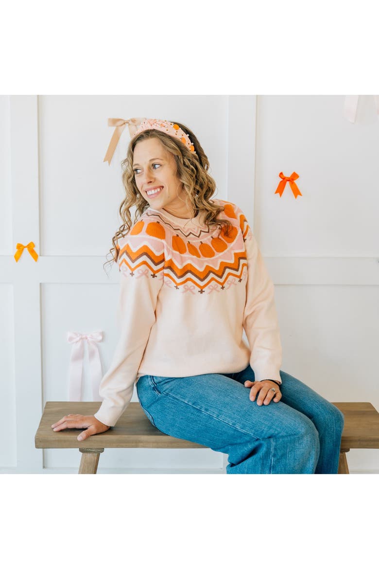 Pumpkin Fair Isle Women's Sweater, Alternate, color, Soft Pale Pink