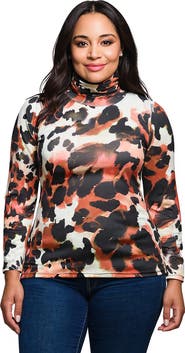 24seven Comfort Apparel Curvy Essential Long Sleeve Turtleneck Top